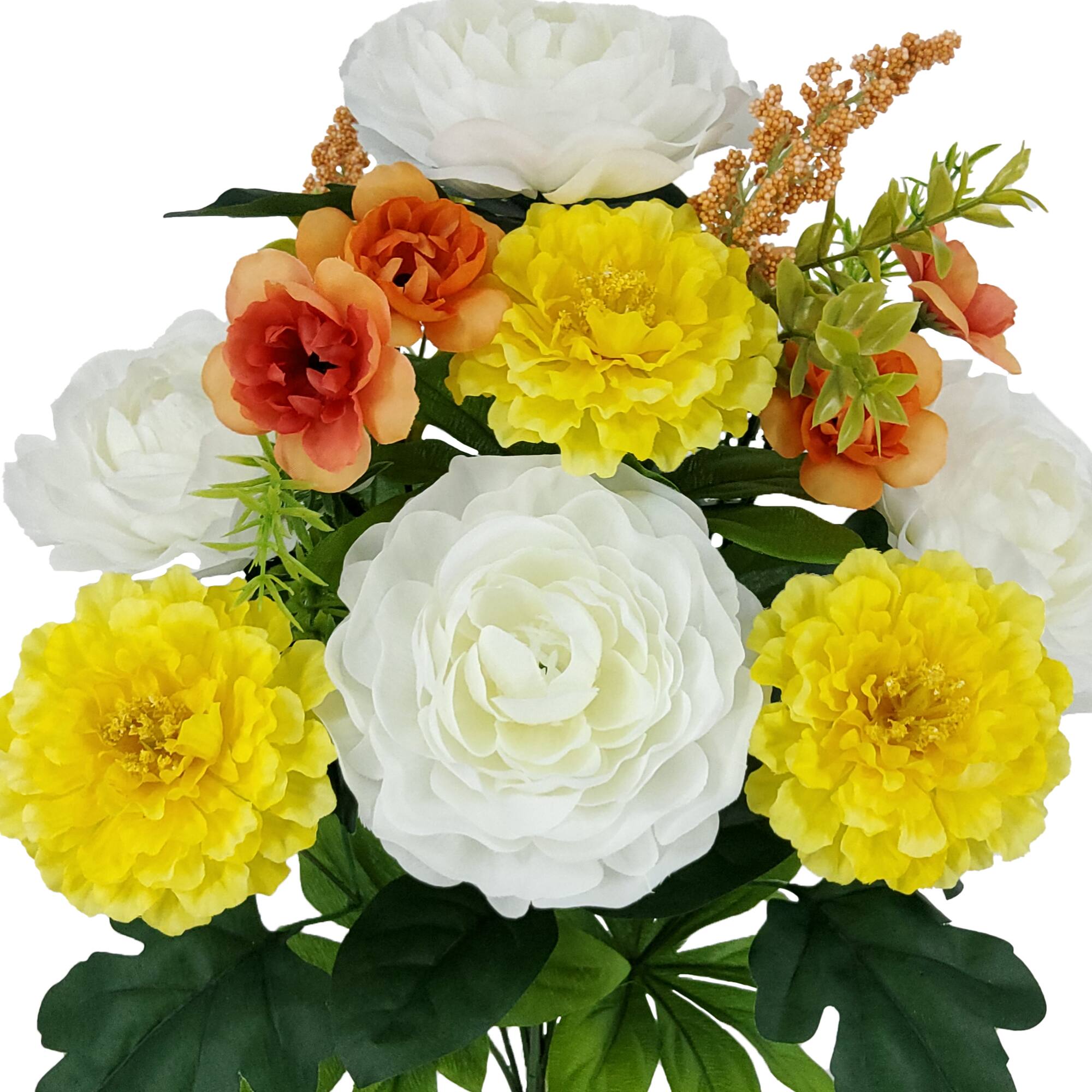 19.5" White, Yellow & Orange Ranunculus Mix Bush by Ashland®